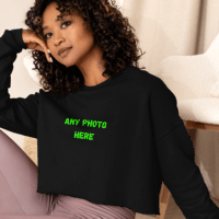 VOCE LINDX Cropped Sweatshirt – 50/50 Cotton–Poly Fleece, Ribbed Cuffs & Raw Hem – Custom Artwork
