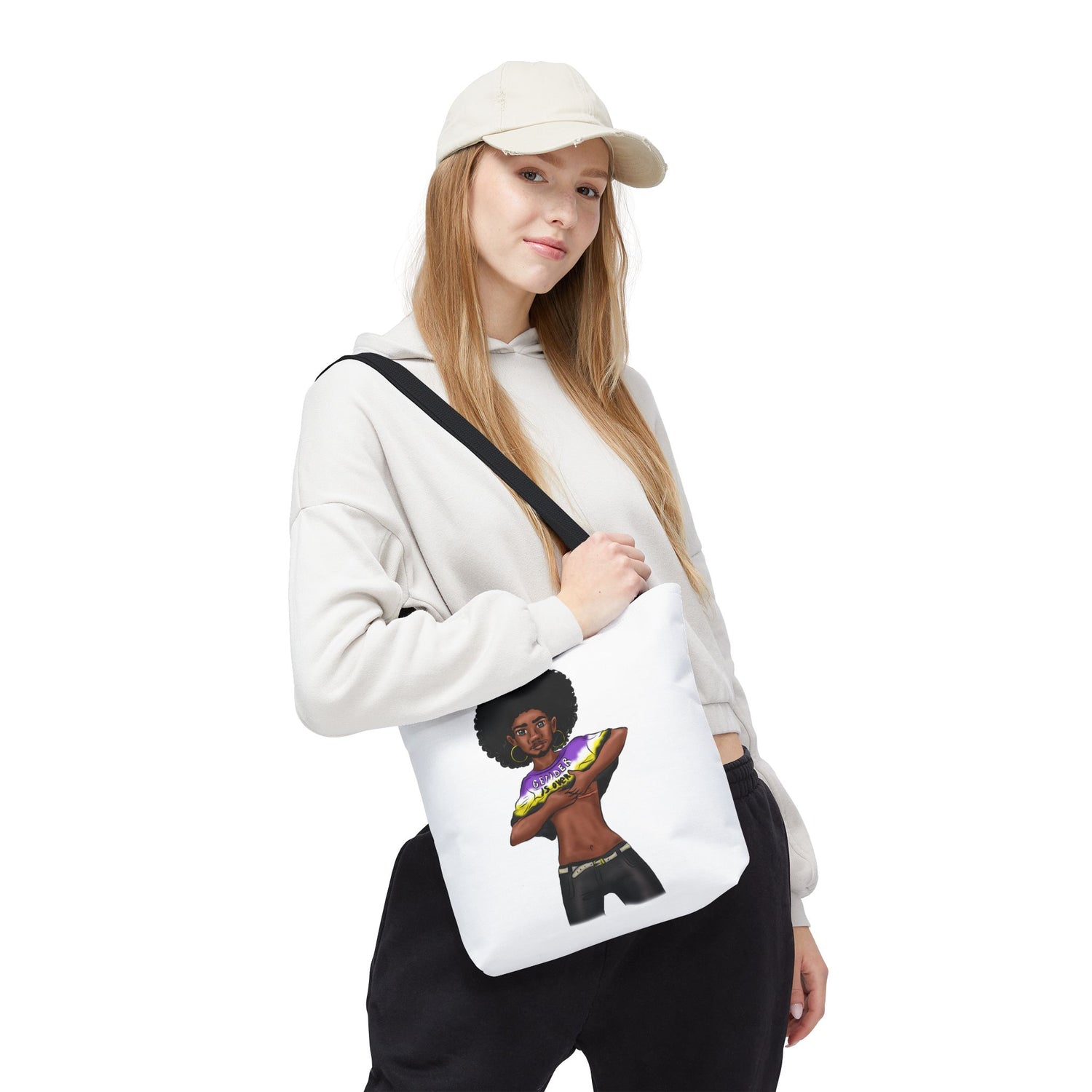 Gender Is Over Tote Bag – Gender-Free, Black Representation Art, Durable Polyester, Multiple Sizes | Inclusive LGBTQIA+ Accessory | Voce Lindx