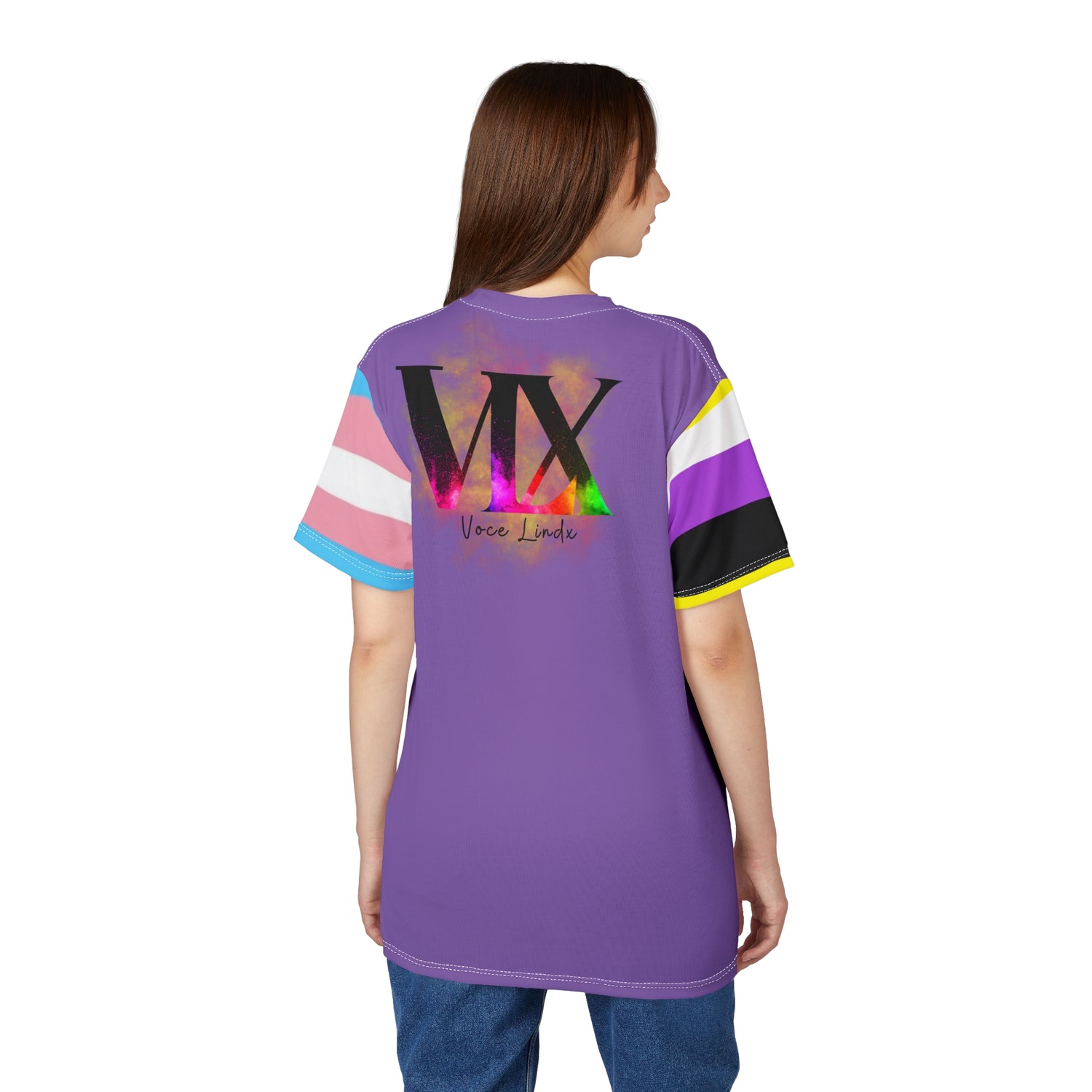 Gender Is Over Gender-Free Tee – Nonbinary &amp; Trans Pride Sleeves, Inclusive LGBTQIA+ Art, Lightweight Polyester | Voce Lindx