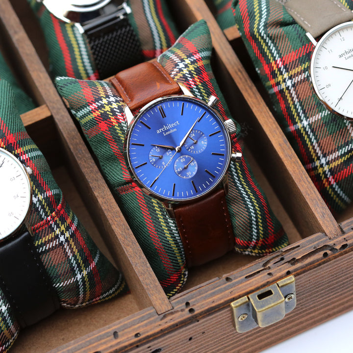 Personalised Architect Motivator Chronograph Watch – Blue Dial, Own Handwriting Engraving