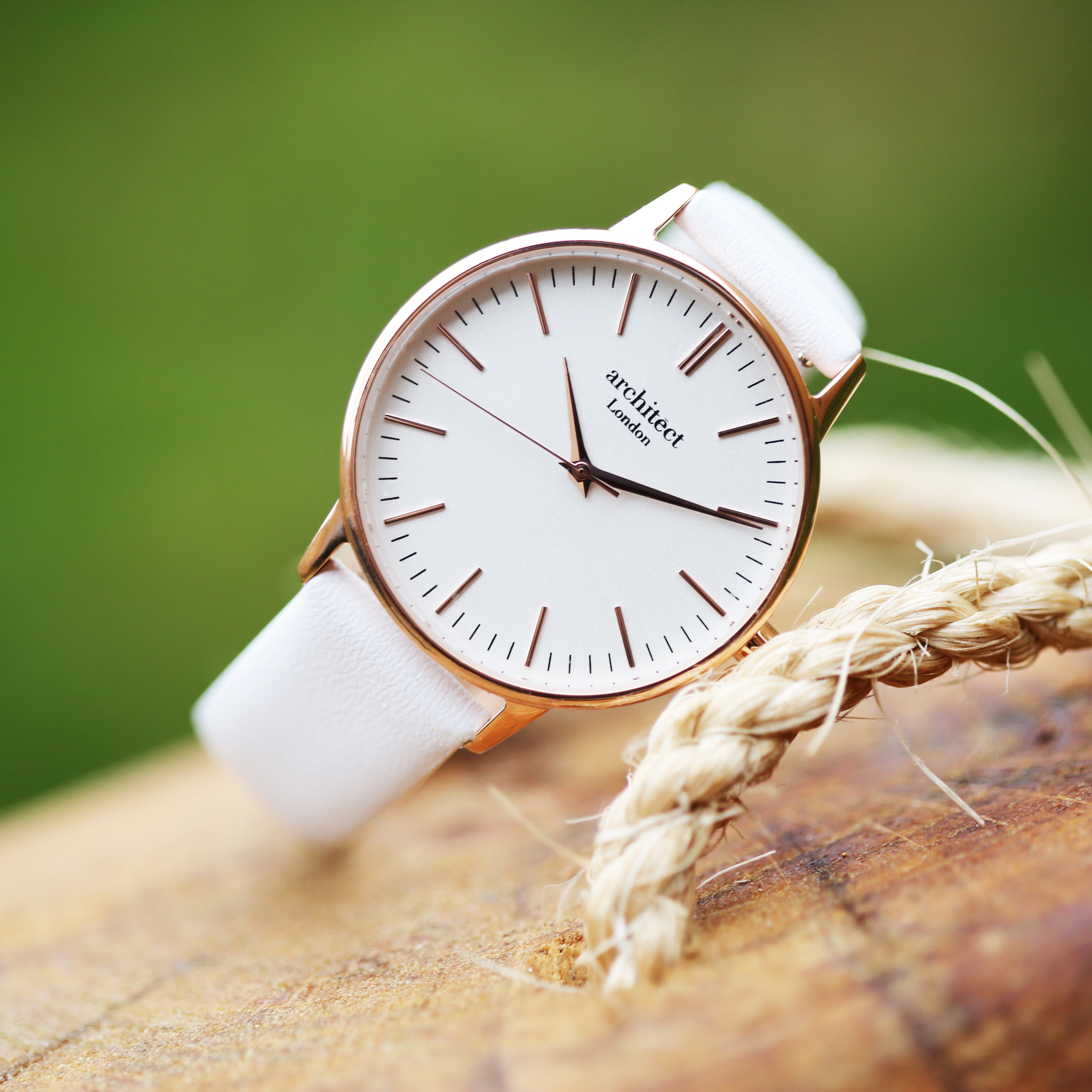 Personalised Architect Blanc watch with white strap