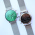 Personalised Architect Motivator Watch - Envy Green, Silver Mesh, Modern Engraving