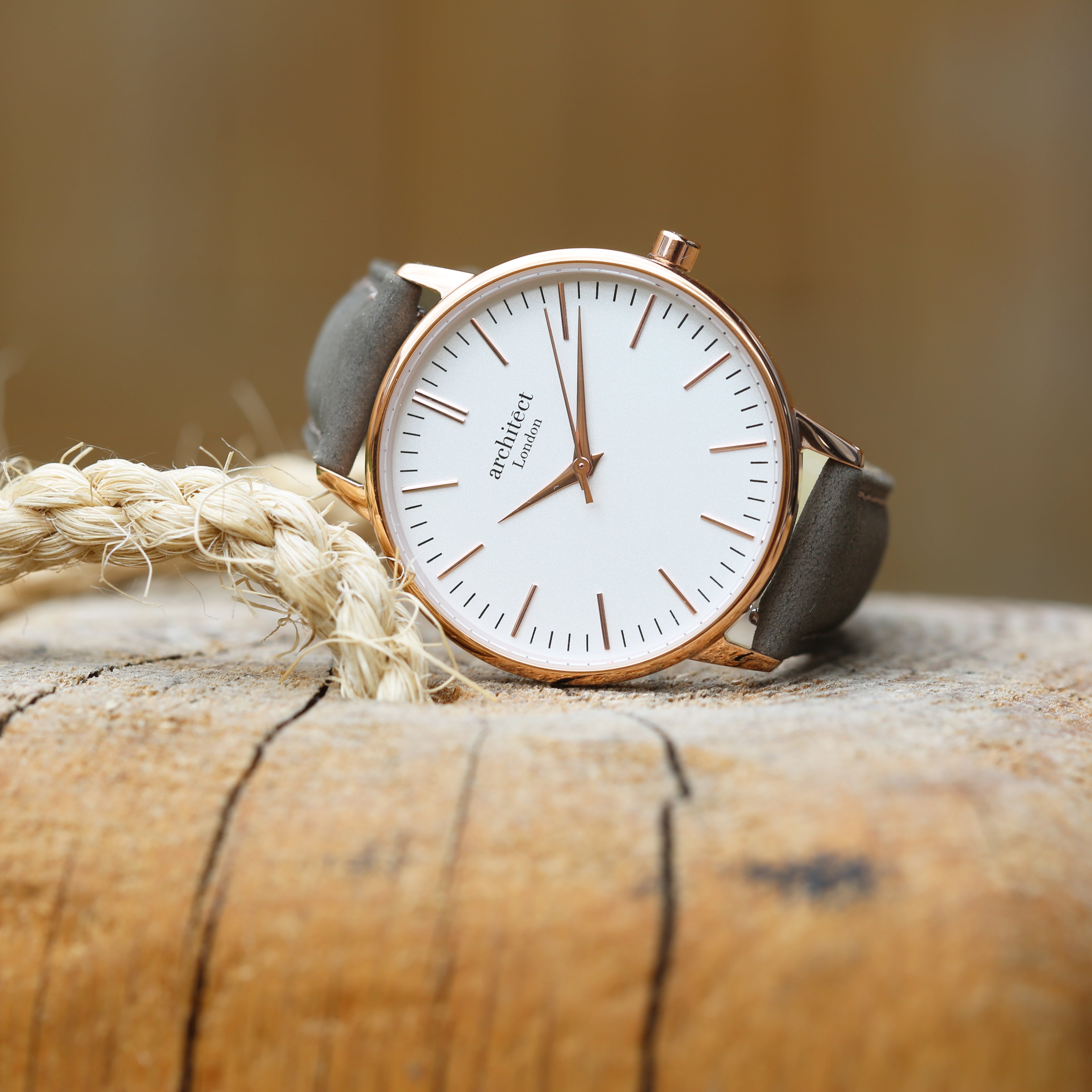 Personalised Architect Blanc watch with light grey strap
