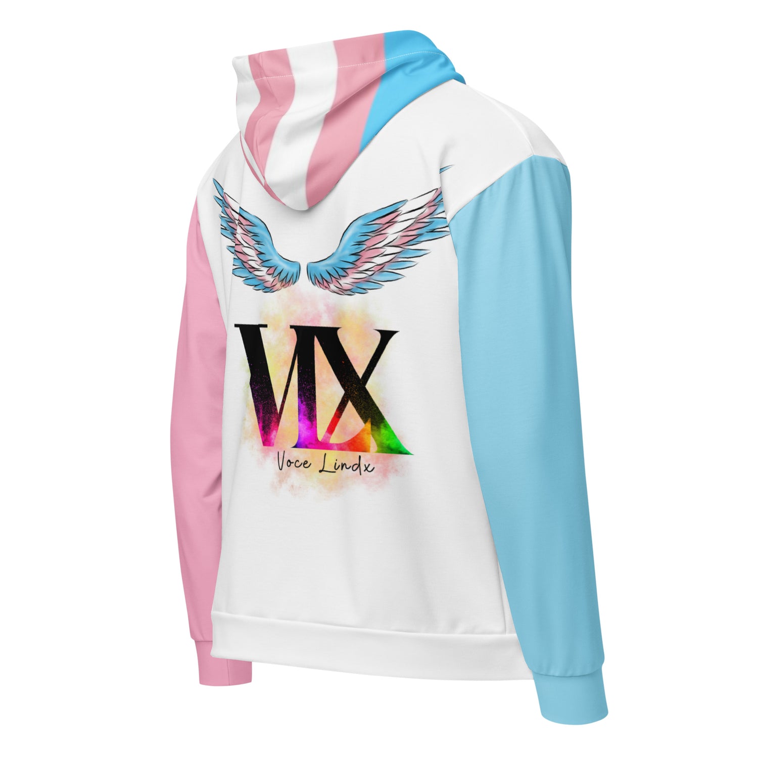 Transgender Flag Zip Hoodie – Soft Fleece, Metal Zip &amp; Front Pockets | Inclusive Pride Wear by Voce Lindx
