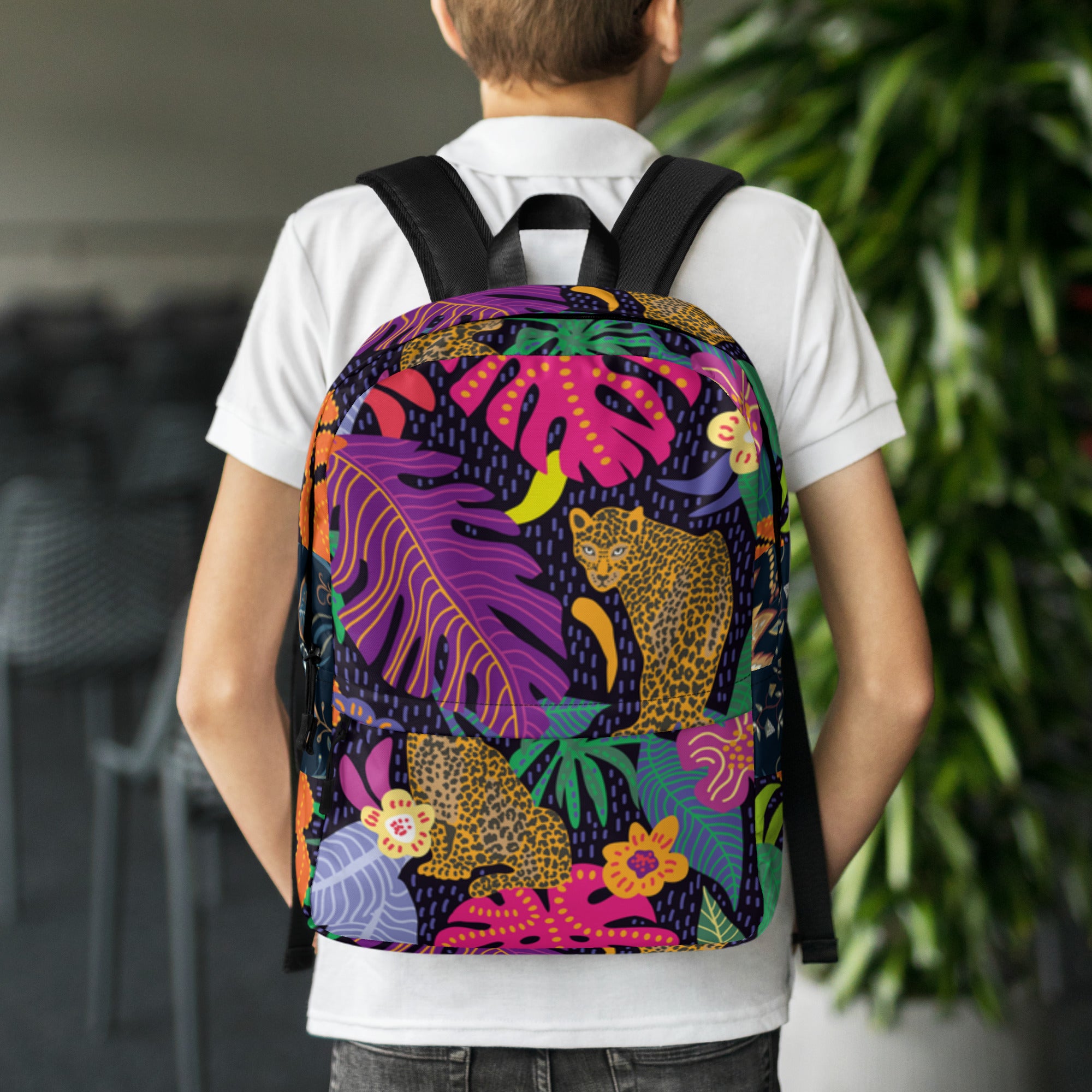 Jaguar &amp; Botanical Backpack – Water-Resistant 15L Rucksack with Laptop Pocket | Bold Wildlife Print