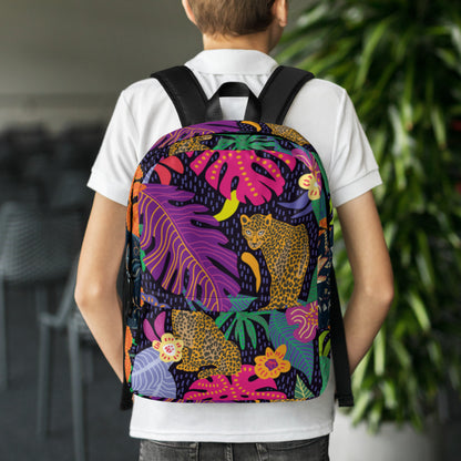Jaguar &amp; Botanical Backpack – Water-Resistant 15L Rucksack with Laptop Pocket | Bold Wildlife Print