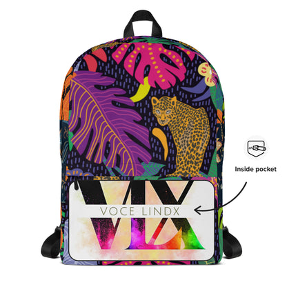 Jaguar &amp; Botanical Backpack – Water-Resistant 15L Rucksack with Laptop Pocket | Bold Wildlife Print