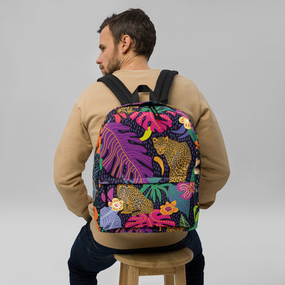Jaguar &amp; Botanical Backpack – Water-Resistant 15L Rucksack with Laptop Pocket | Bold Wildlife Print