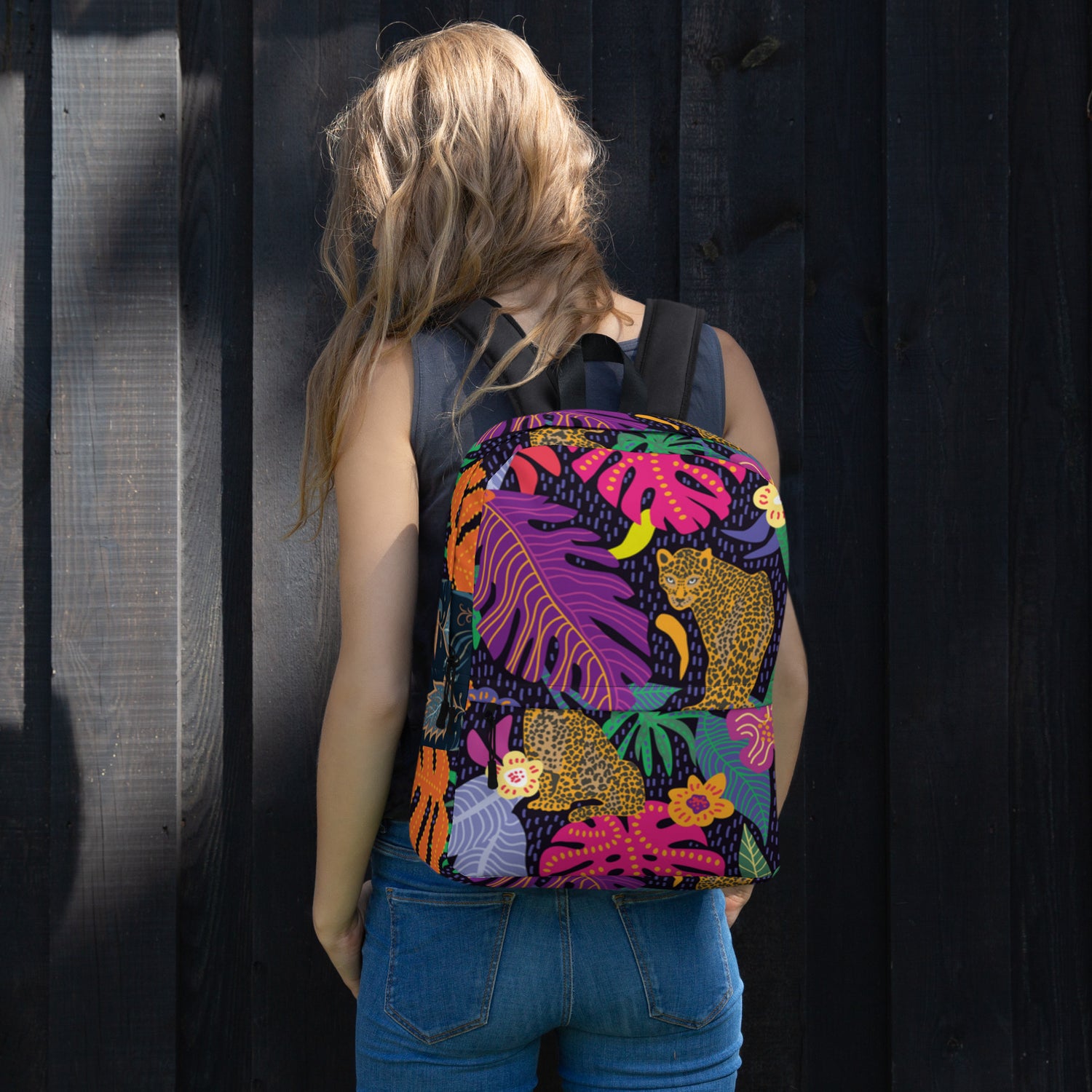 Jaguar &amp; Botanical Backpack – Water-Resistant 15L Rucksack with Laptop Pocket | Bold Wildlife Print