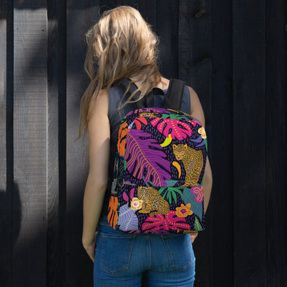 Jaguar &amp; Botanical Backpack – Water-Resistant 15L Rucksack with Laptop Pocket | Bold Wildlife Print