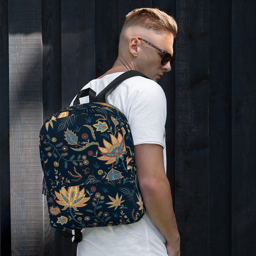 Floral Print Backpack – Water-Resistant 15L Rucksack with Laptop Pocket | All-Gender Everyday Bag