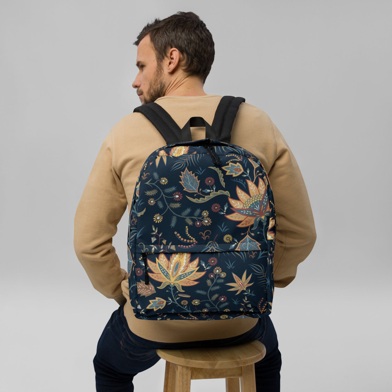 Floral Print Backpack – Water-Resistant 15L Rucksack with Laptop Pocket | All-Gender Everyday Bag