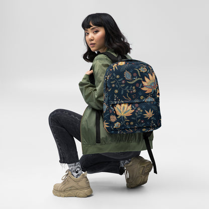 Floral Print Backpack – Water-Resistant 15L Rucksack with Laptop Pocket | All-Gender Everyday Bag