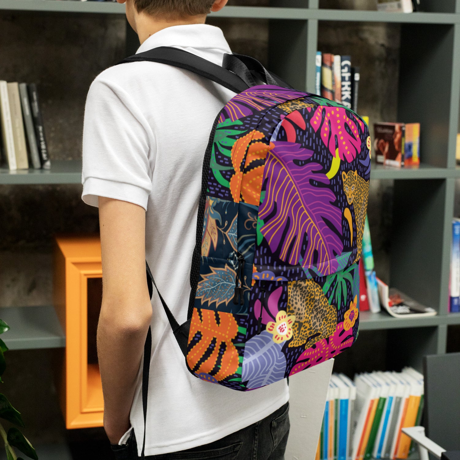 Jaguar &amp; Botanical Backpack – Water-Resistant 15L Rucksack with Laptop Pocket | Bold Wildlife Print