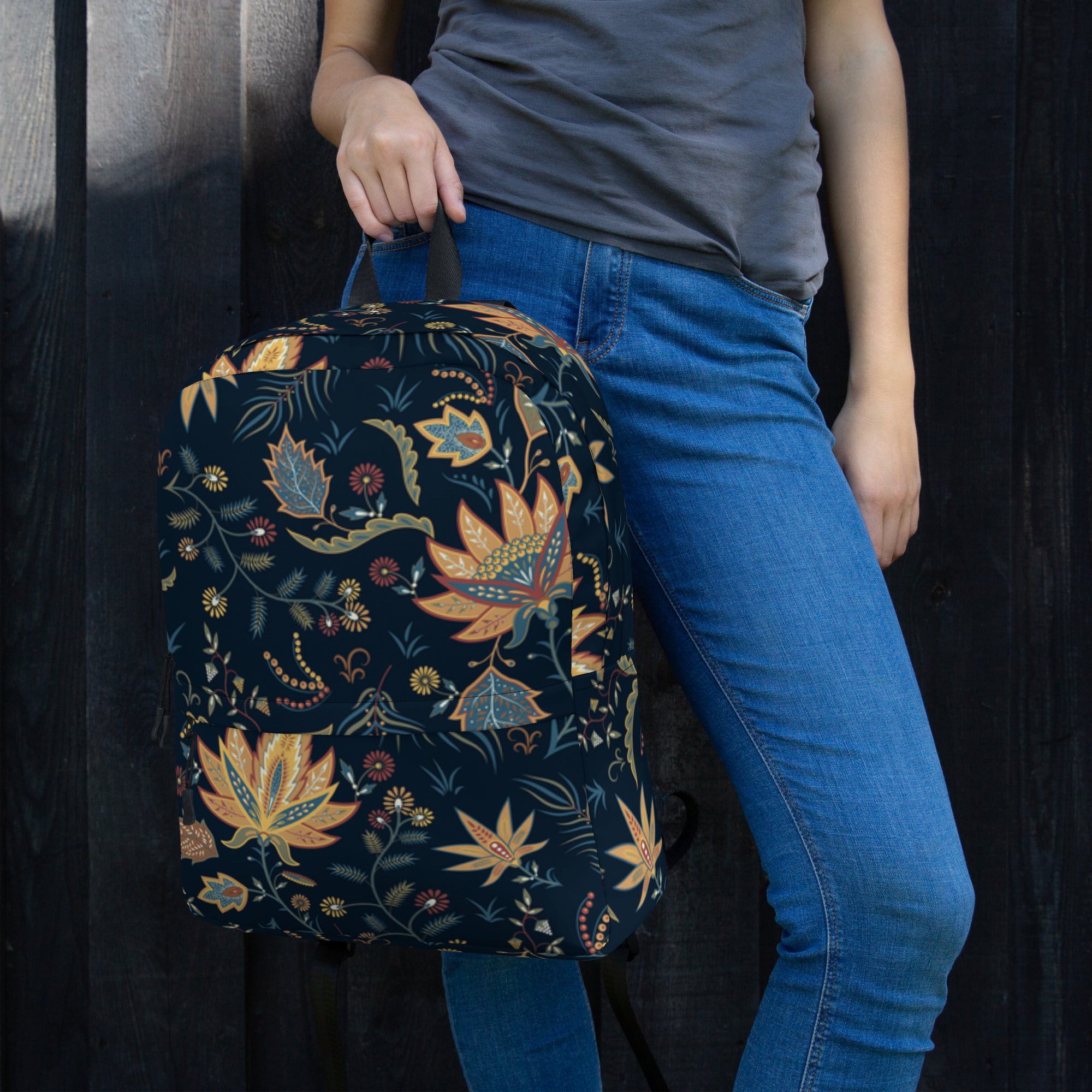 Floral Print Backpack – Water-Resistant 15L Rucksack with Laptop Pocket | All-Gender Everyday Bag