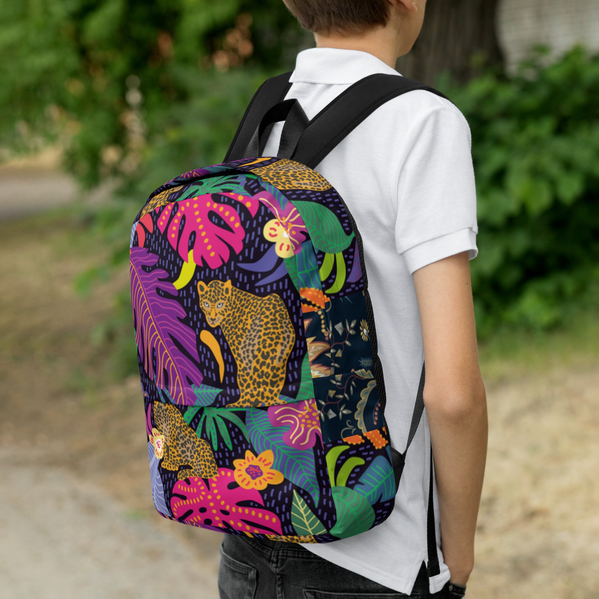 Jaguar &amp; Botanical Backpack – Water-Resistant 15L Rucksack with Laptop Pocket | Bold Wildlife Print