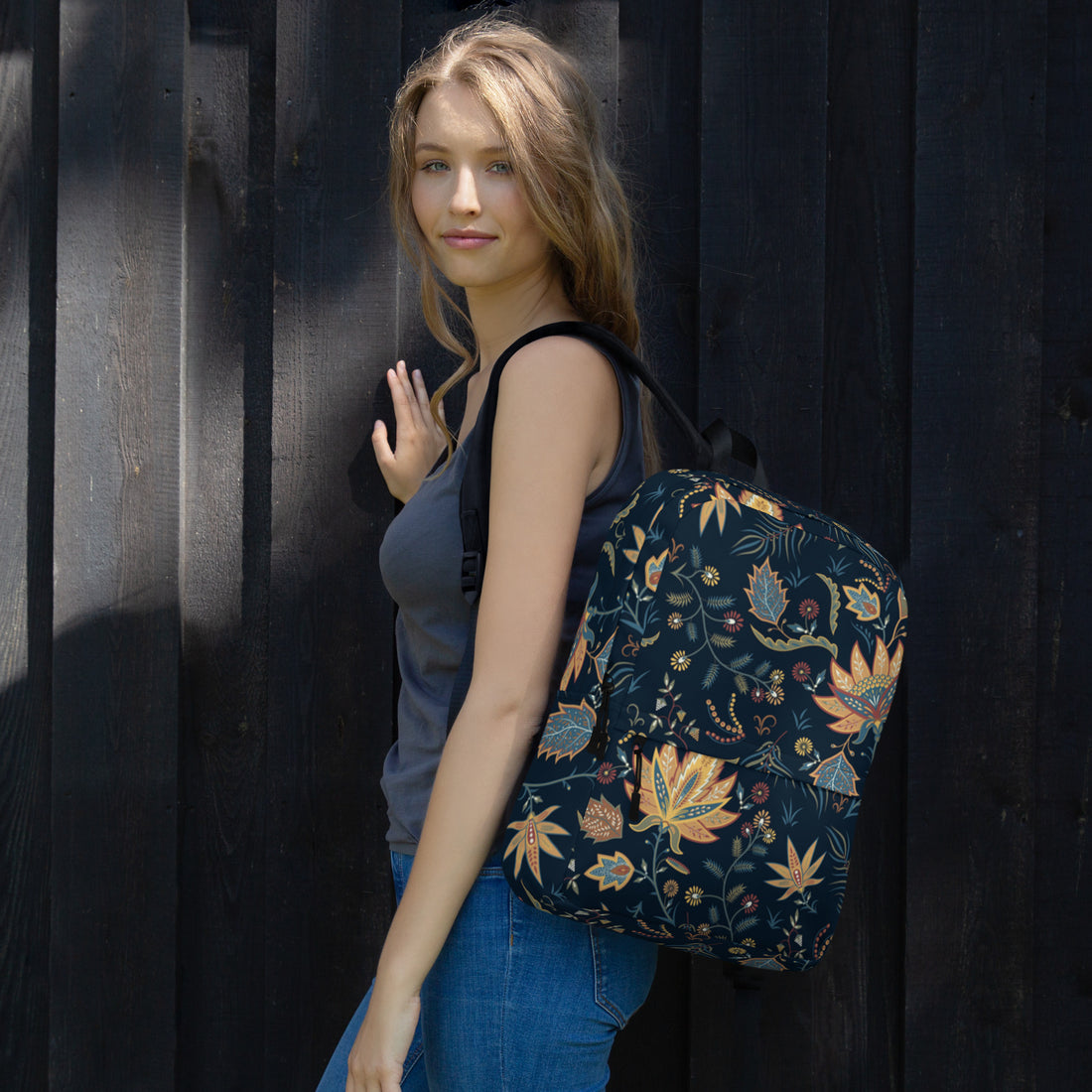 Floral Print Backpack – Water-Resistant 15L Rucksack with Laptop Pocket | All-Gender Everyday Bag