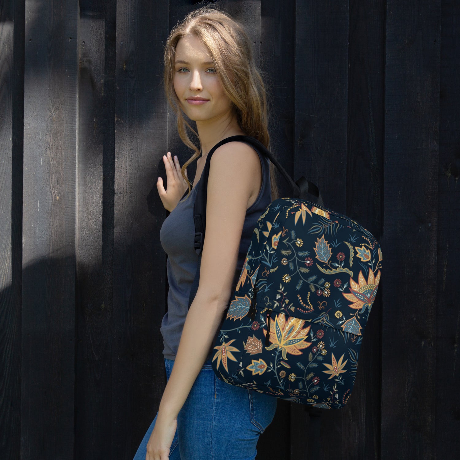 Floral Print Backpack – Water-Resistant 15L Rucksack with Laptop Pocket | All-Gender Everyday Bag
