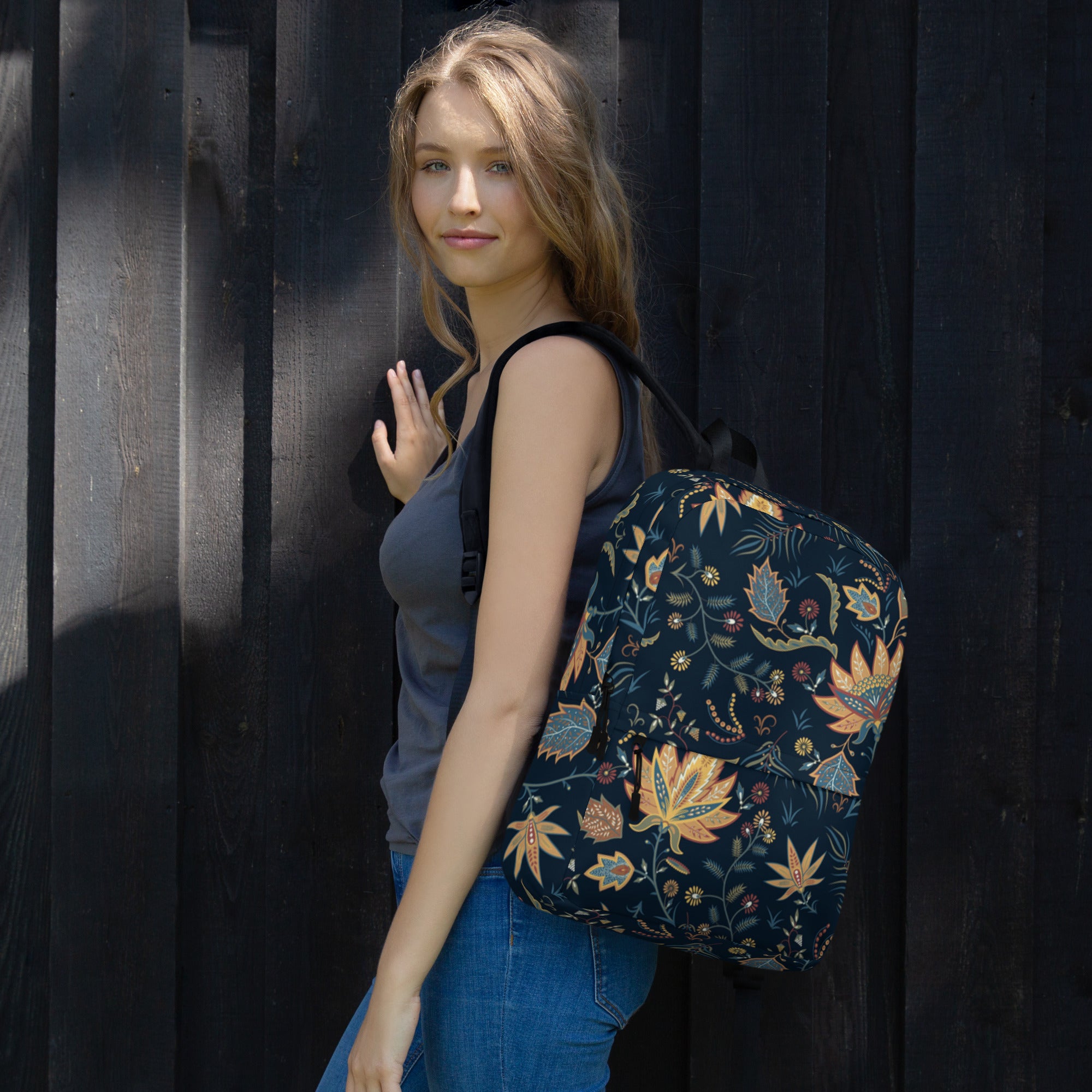 Floral Print Backpack – Water-Resistant 15L Rucksack with Laptop Pocket | All-Gender Everyday Bag