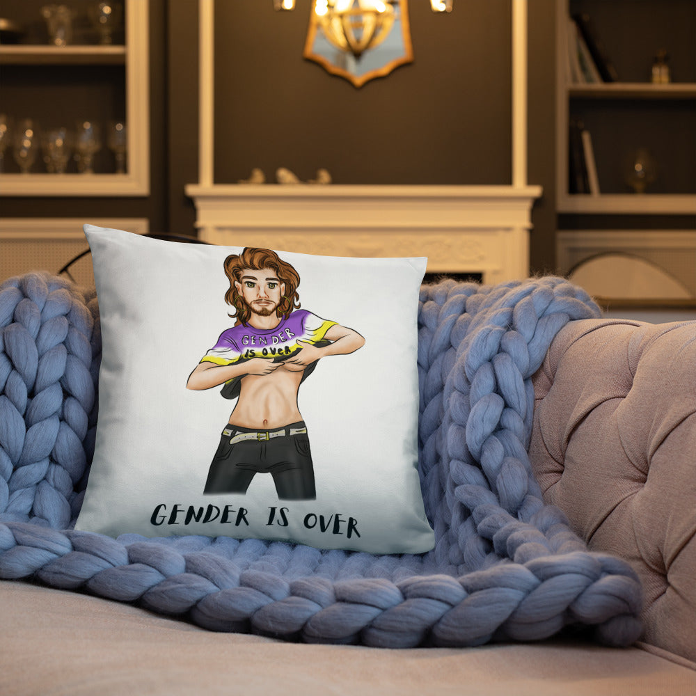 Basic Cushion – “Gender Is Over” Statement Print | Decorative Square Throw Pillow | Voce Lindx