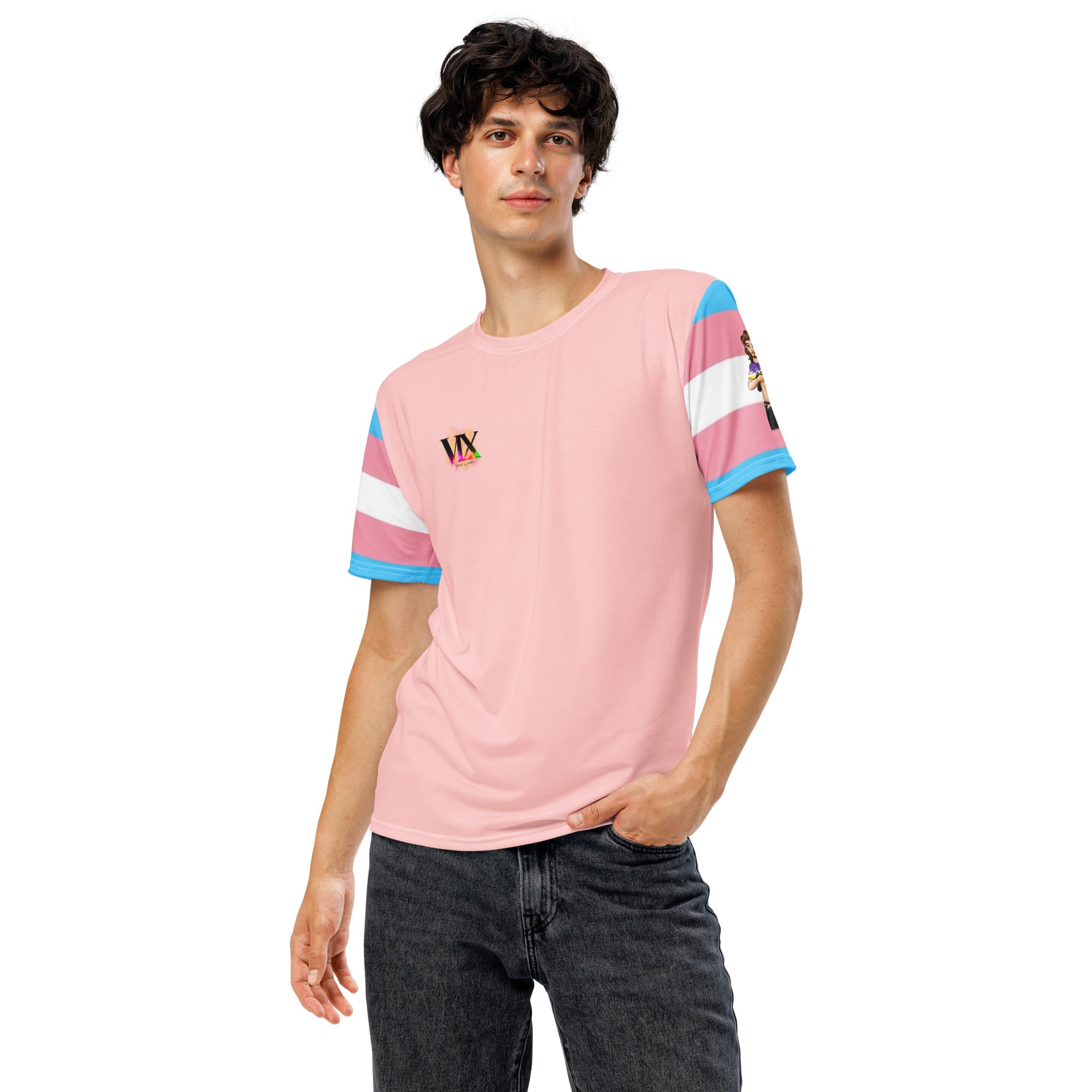 Transgender Pride Flag T-Shirt – All-Over Print Crew Neck | All-Gender LGBTQIA+ Gift