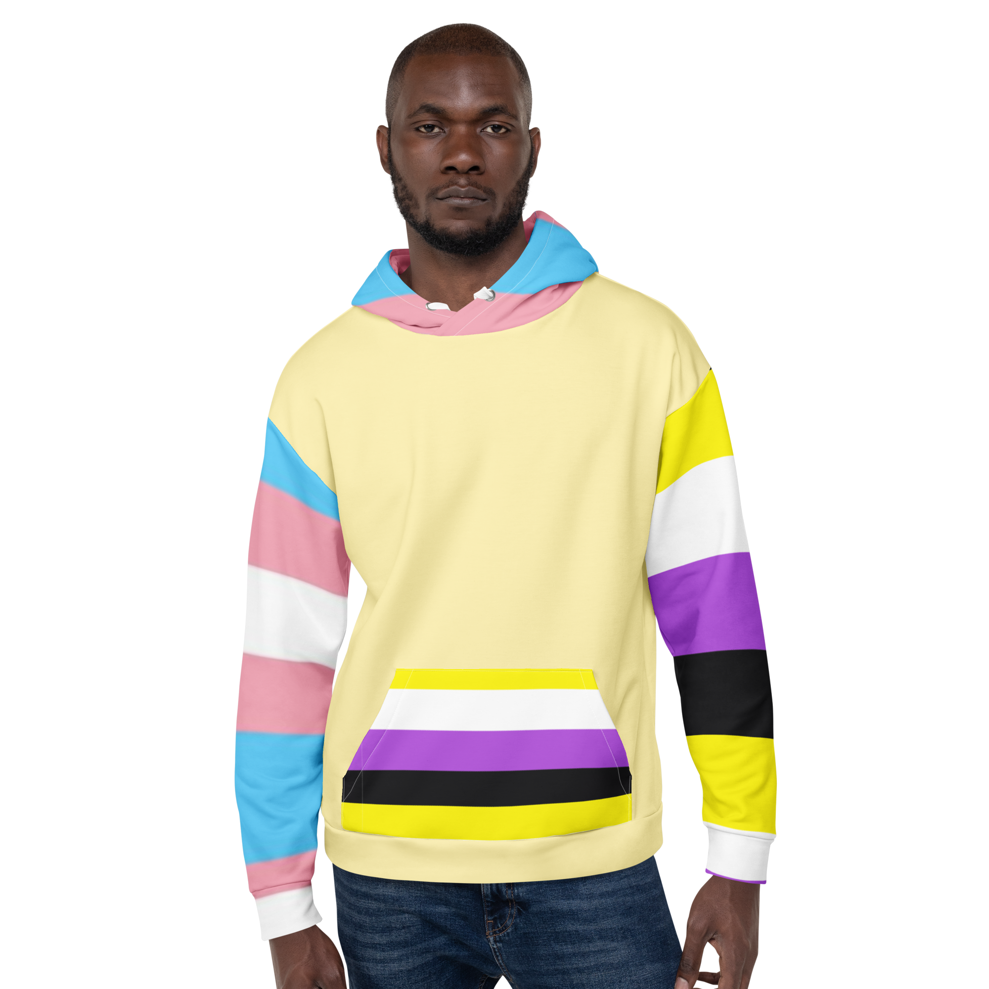 Trans + Non-Binary Flag Hoodie – Inclusive Pride Fashion | Comfortable &amp; Gender-Free Statement Wear