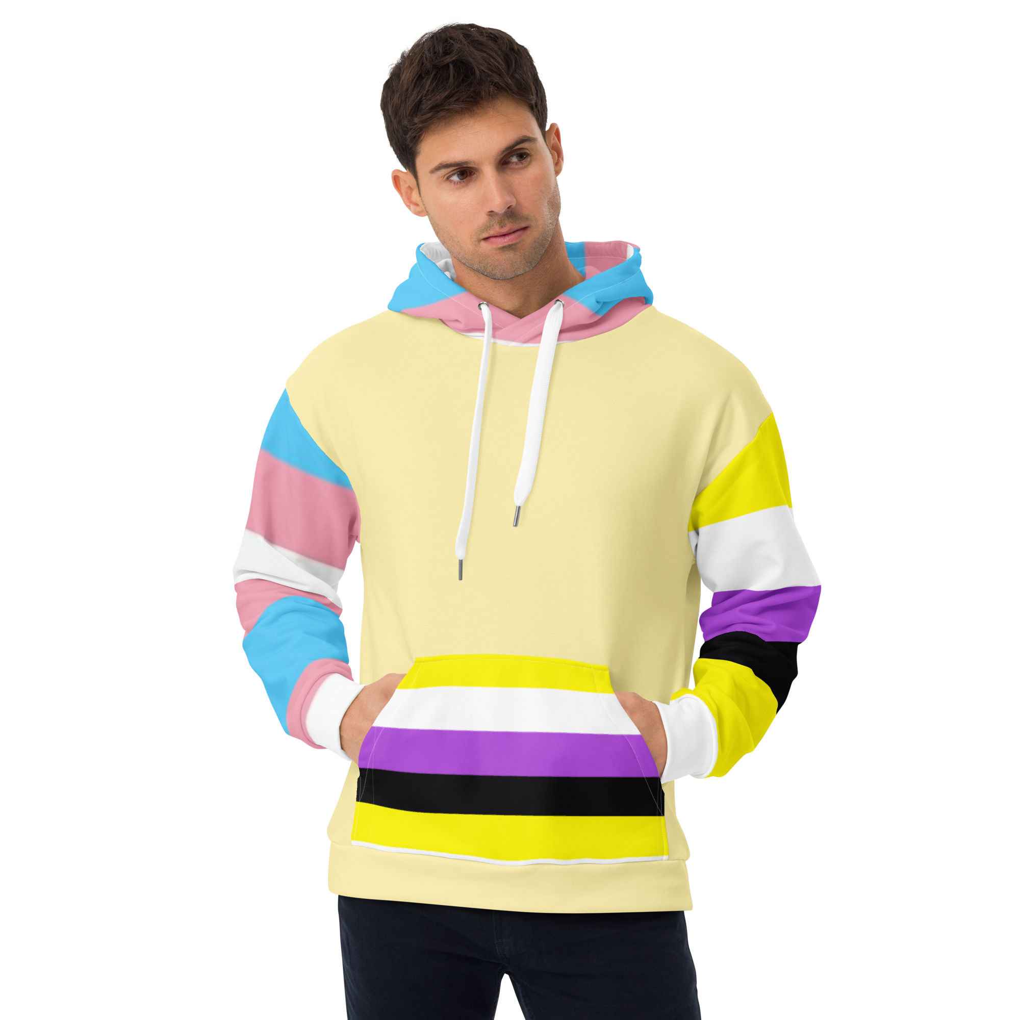 Trans + Non-Binary Flag Hoodie – Inclusive Pride Fashion | Comfortable &amp; Gender-Free Statement Wear