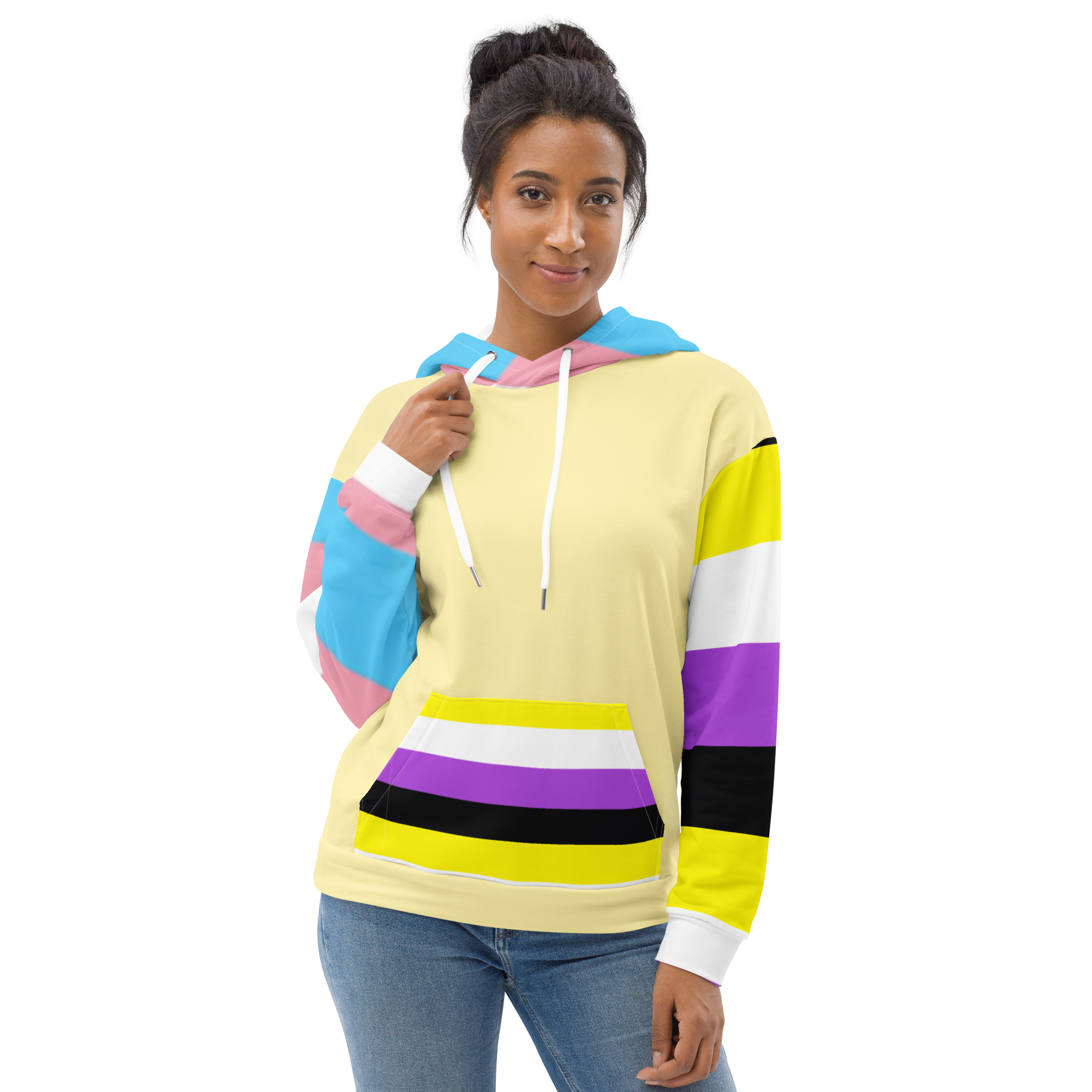 Trans + Non-Binary Flag Hoodie – Inclusive Pride Fashion | Comfortable &amp; Gender-Free Statement Wear