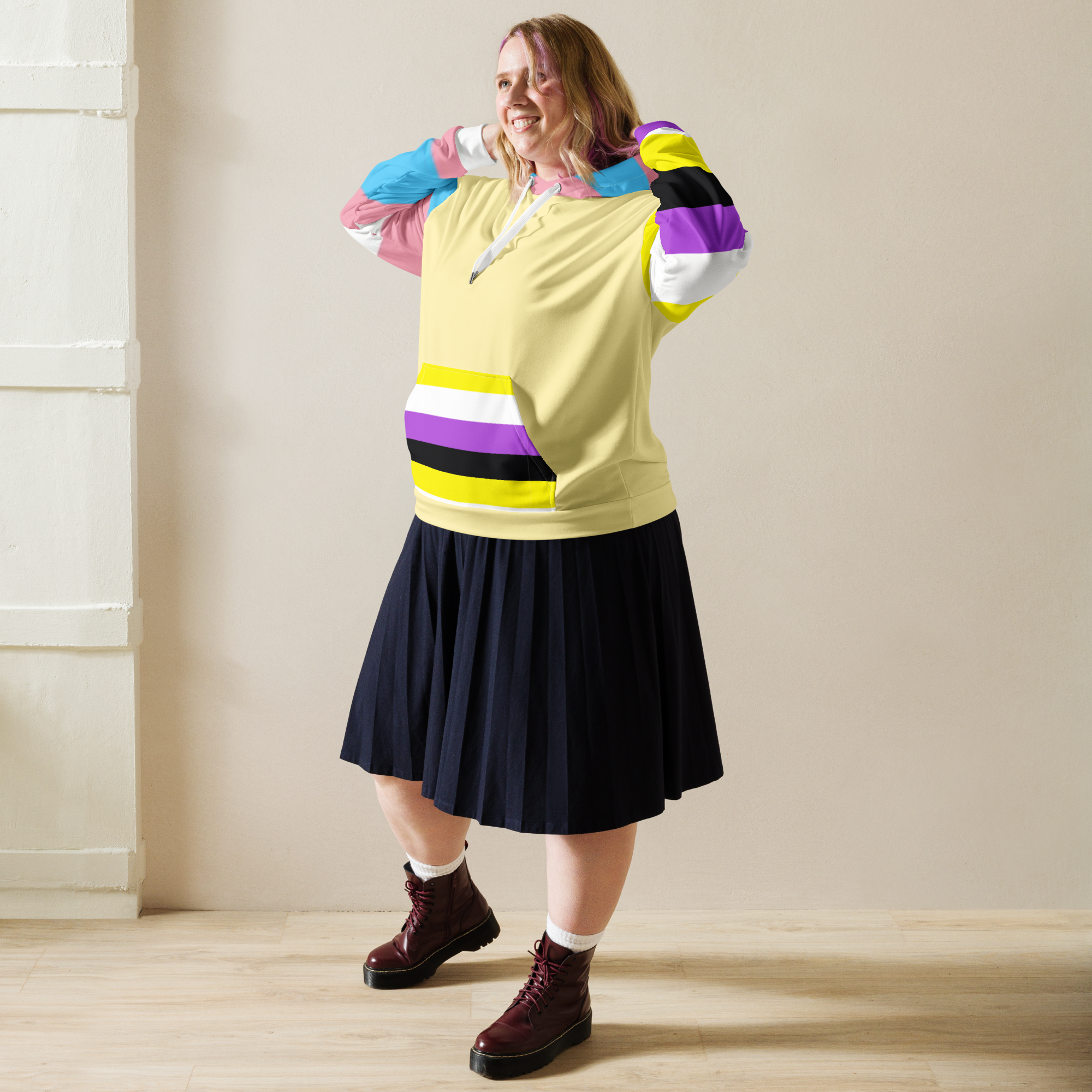 Trans + Non-Binary Flag Hoodie – Inclusive Pride Fashion | Comfortable &amp; Gender-Free Statement Wear