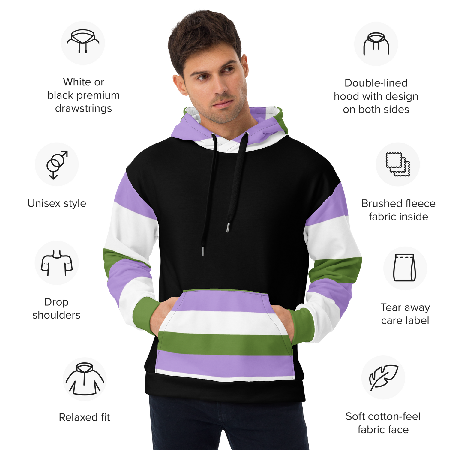 Genderqueer Pride Hoodie – Empowering Statement Design | Soft &amp; Durable Fit