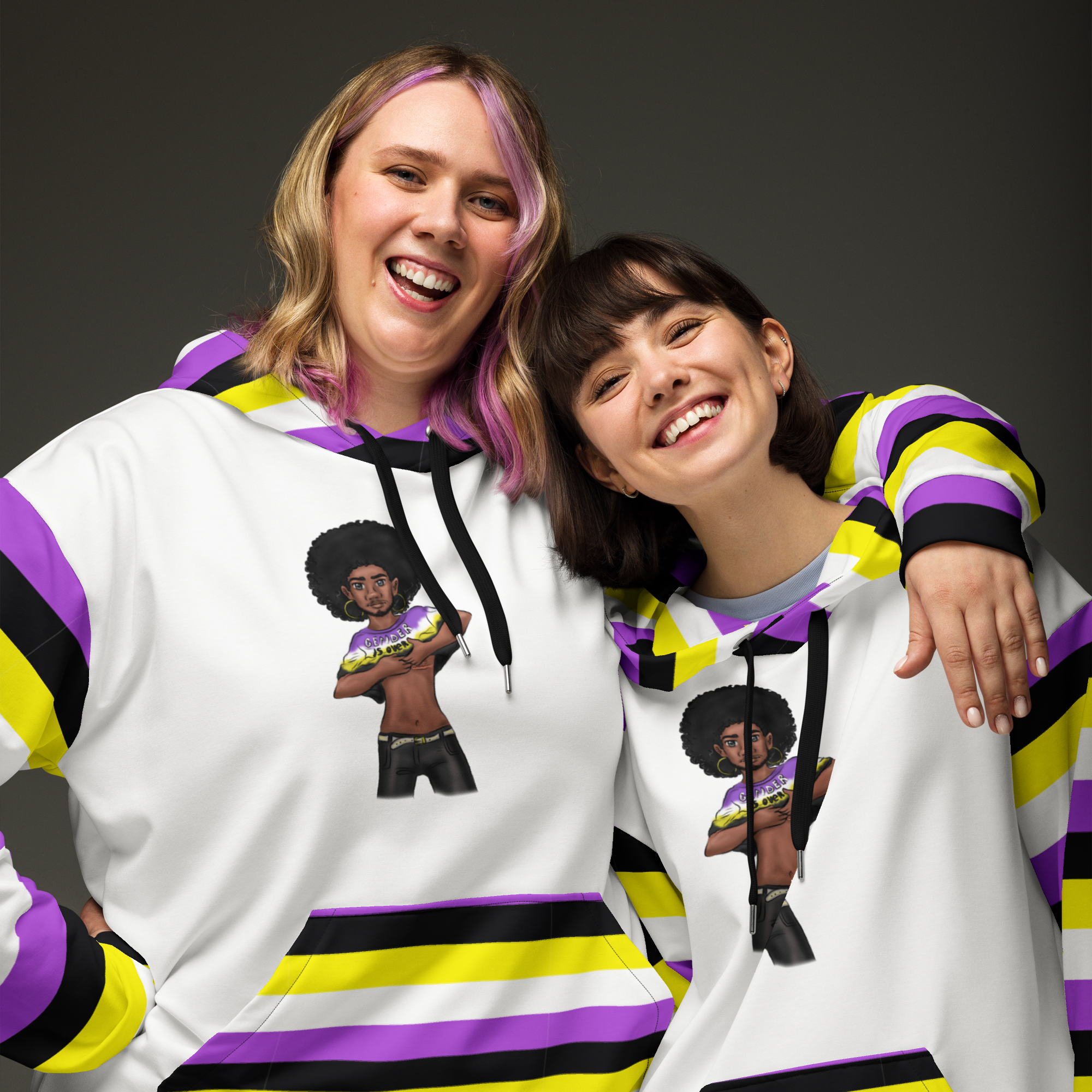 Non-Binary “Gender Is Over” Hoodie – Black and Yellow | Bold, Inclusive &amp; Comfortable