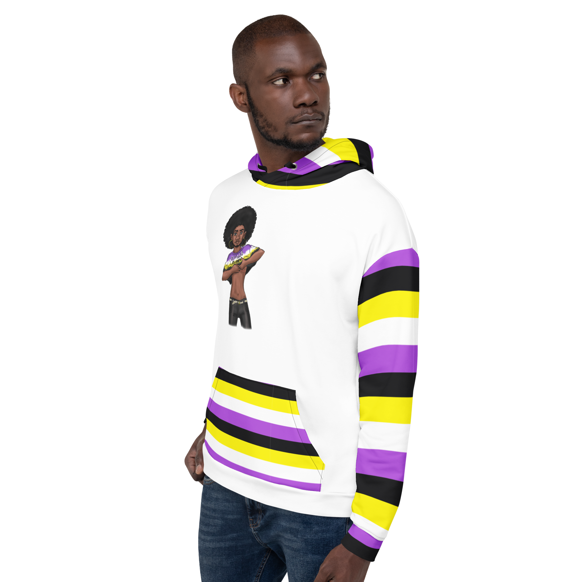 Non-Binary “Gender Is Over” Hoodie – Black and Yellow | Bold, Inclusive &amp; Comfortable
