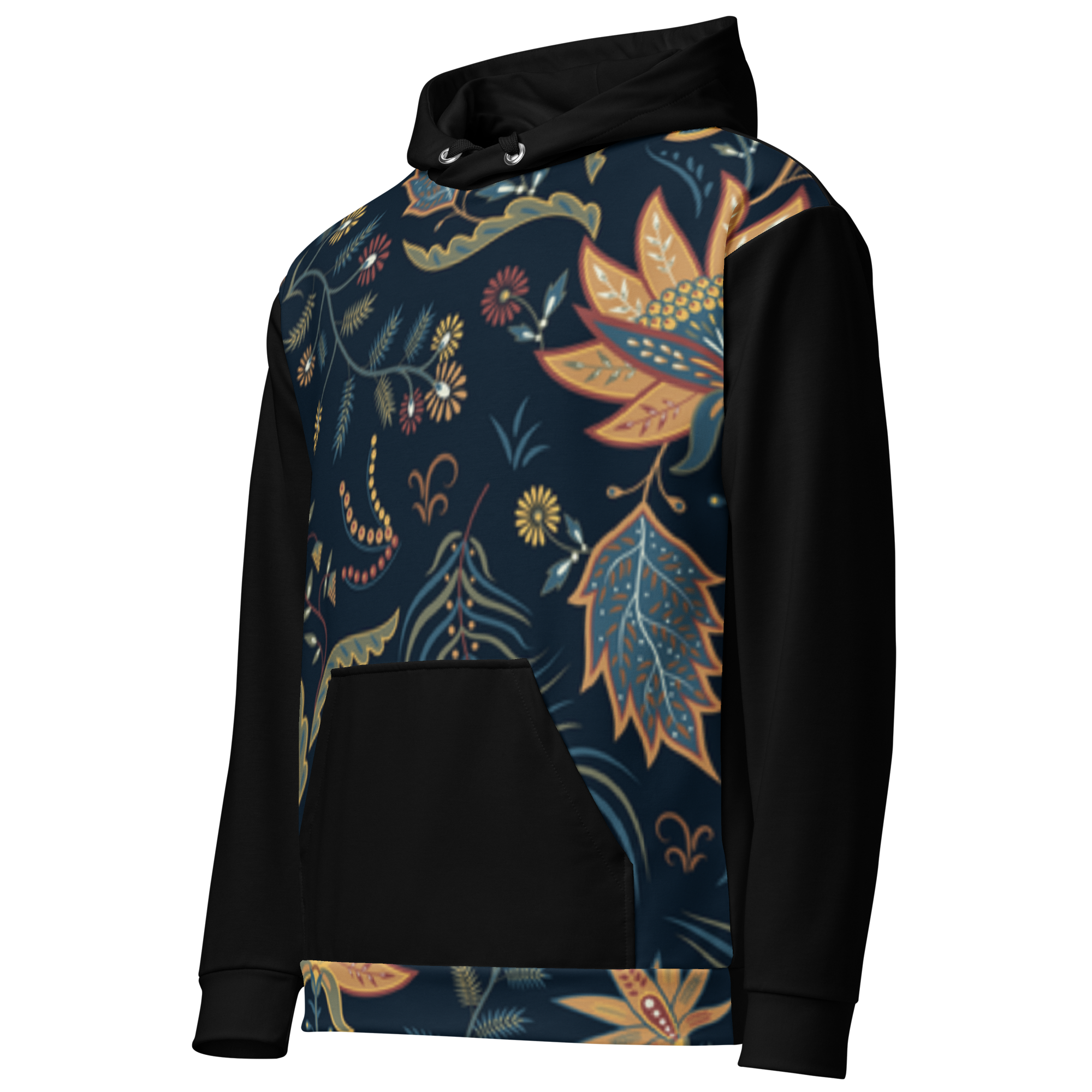 Blue Floral Hoodie with “He” Statement – Soft &amp; Empowering | Comfortable Fit