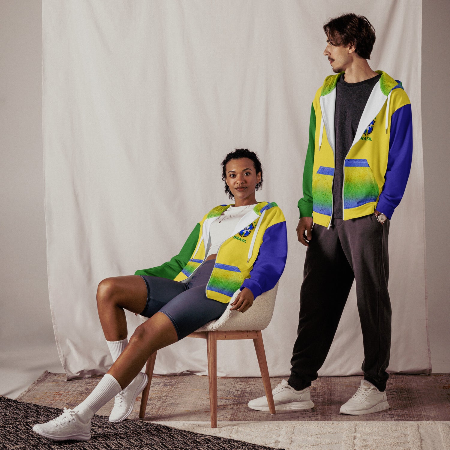 Brazil Flag Zip Hoodie | Flag Graphic