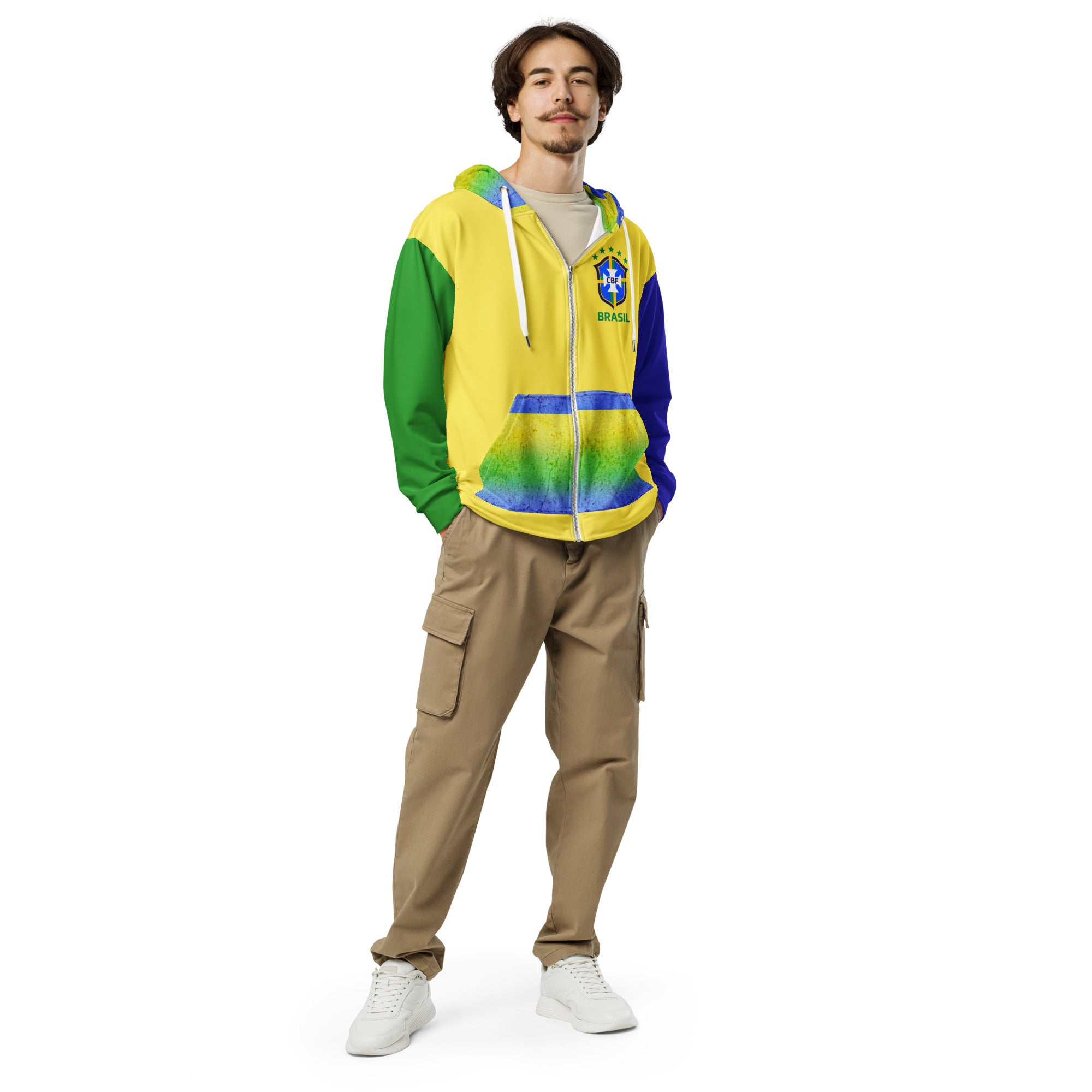 Brazil Flag Zip Hoodie | Flag Graphic