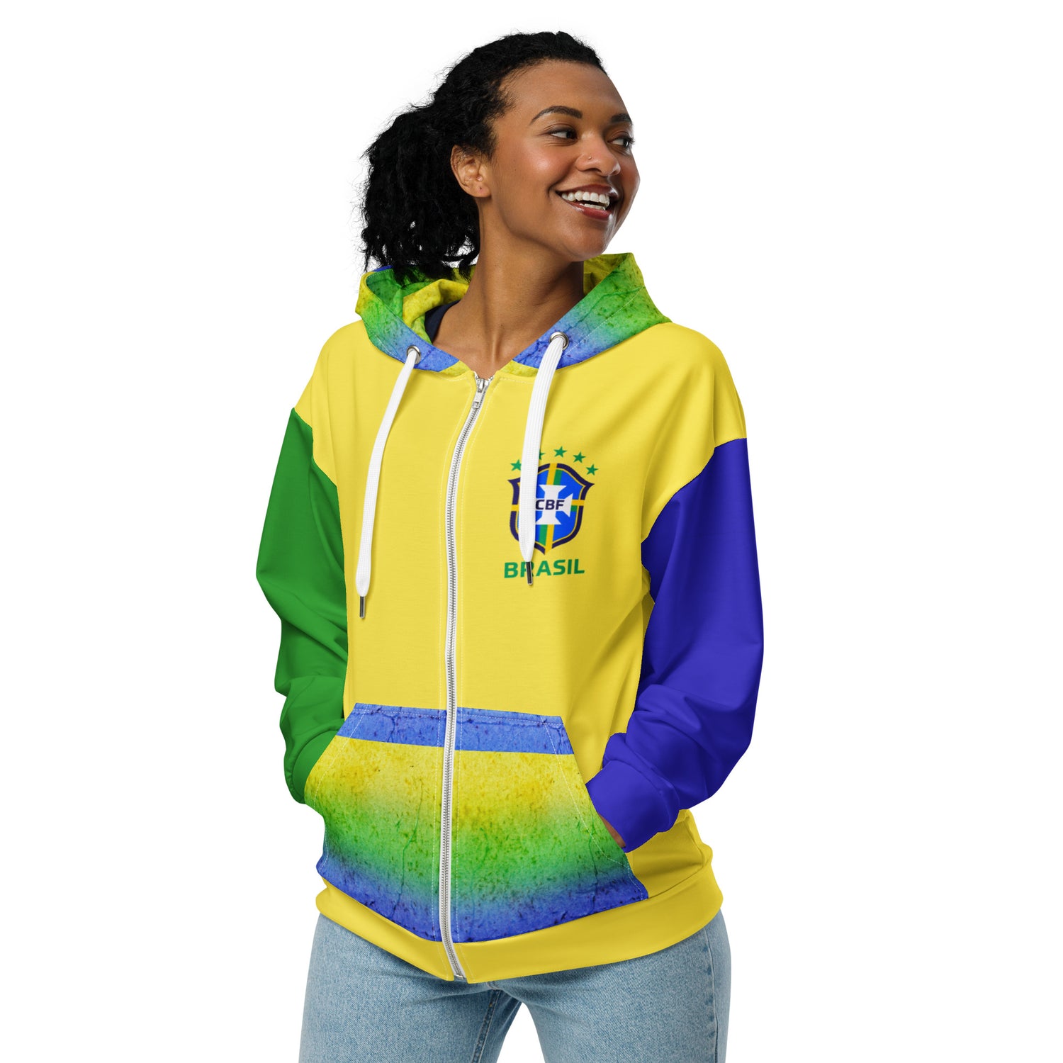 Brazil Flag Zip Hoodie | Flag Graphic