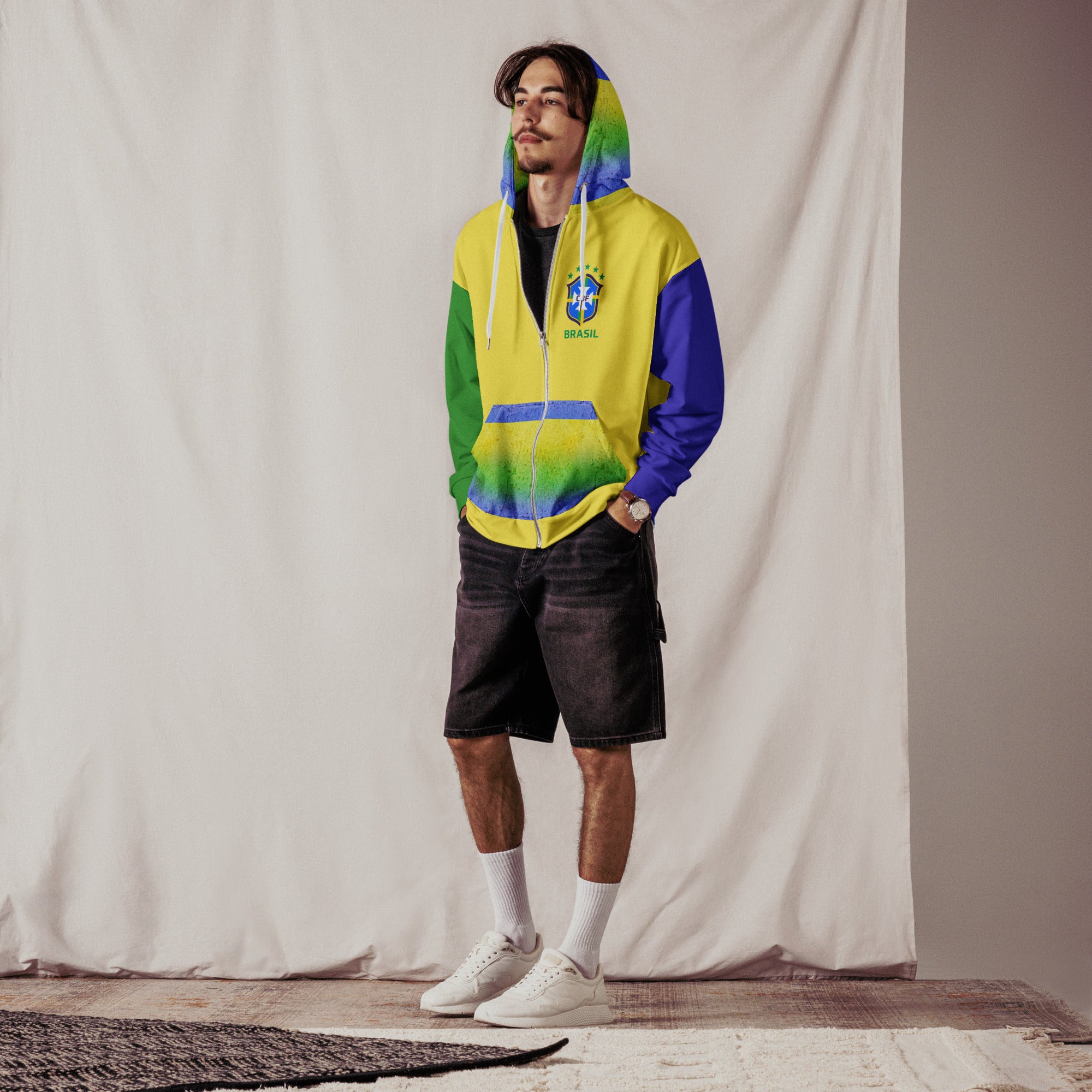 Brazil Flag Zip Hoodie | Flag Graphic