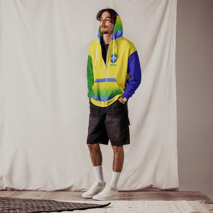 Brazil Flag Zip Hoodie | Flag Graphic