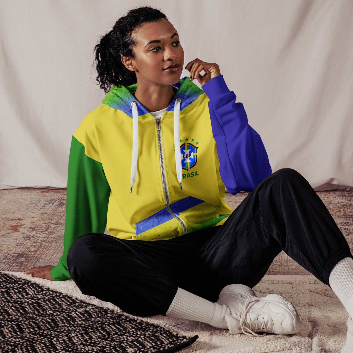 Brazil Flag Zip Hoodie | Flag Graphic