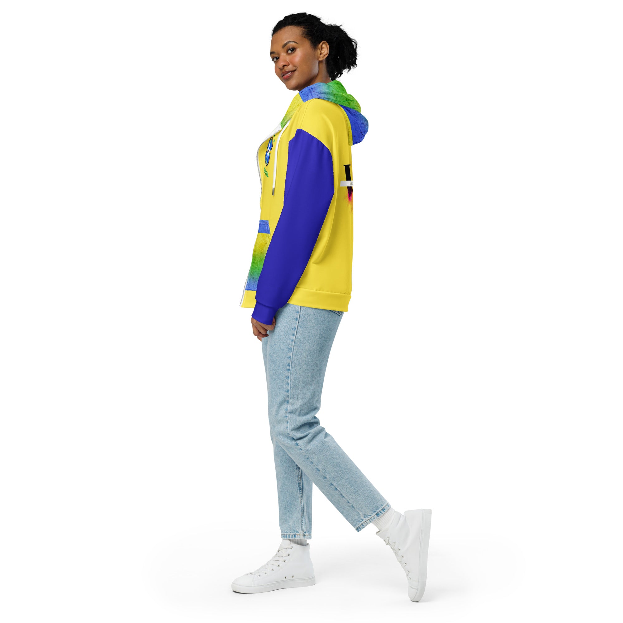 Brazil Flag Zip Hoodie | Flag Graphic