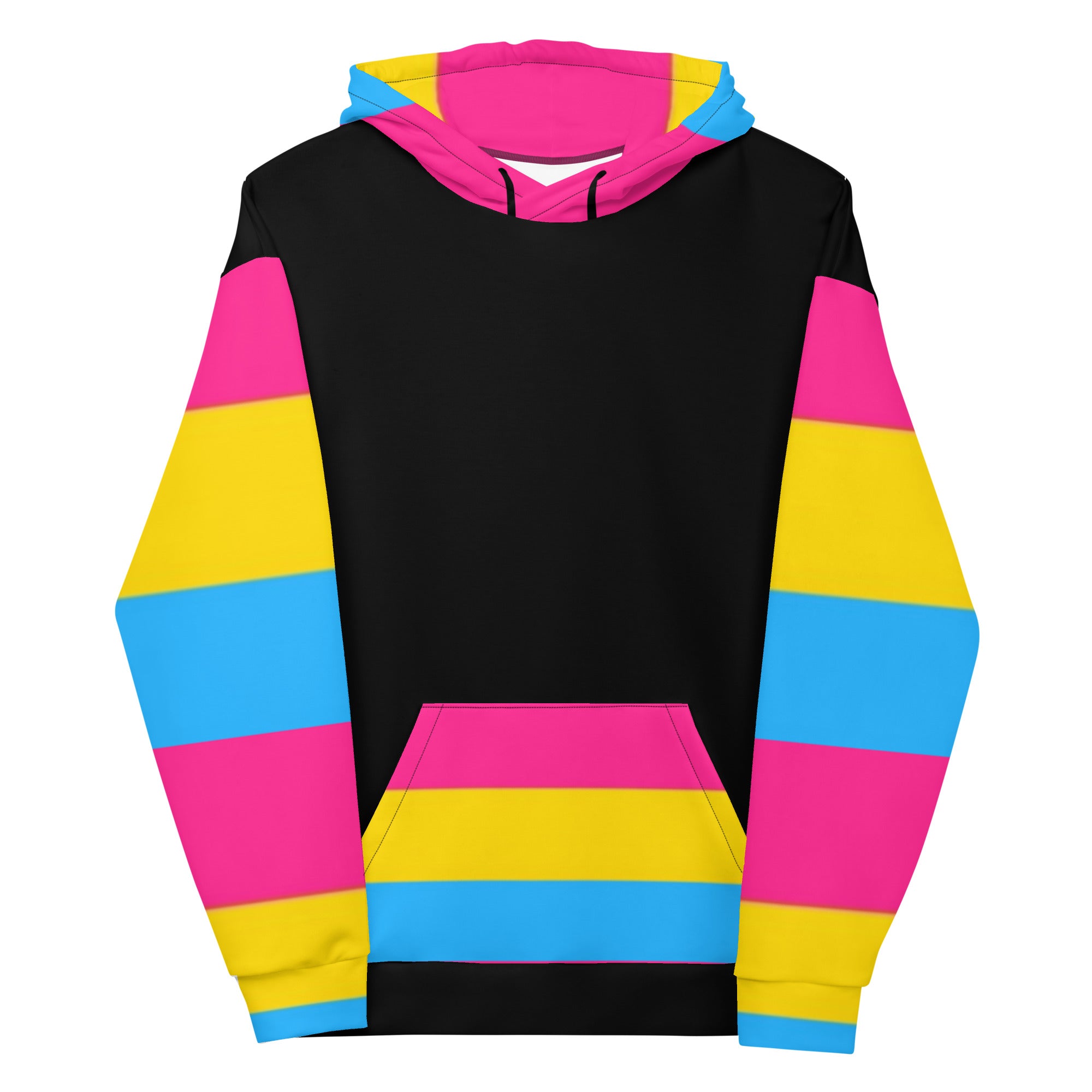 VOCE LINDX Pansexual Flag Hoodie – 95 % Recycled Polyester &amp; 5 % Spandex, Brushed Fleece, Flag Design