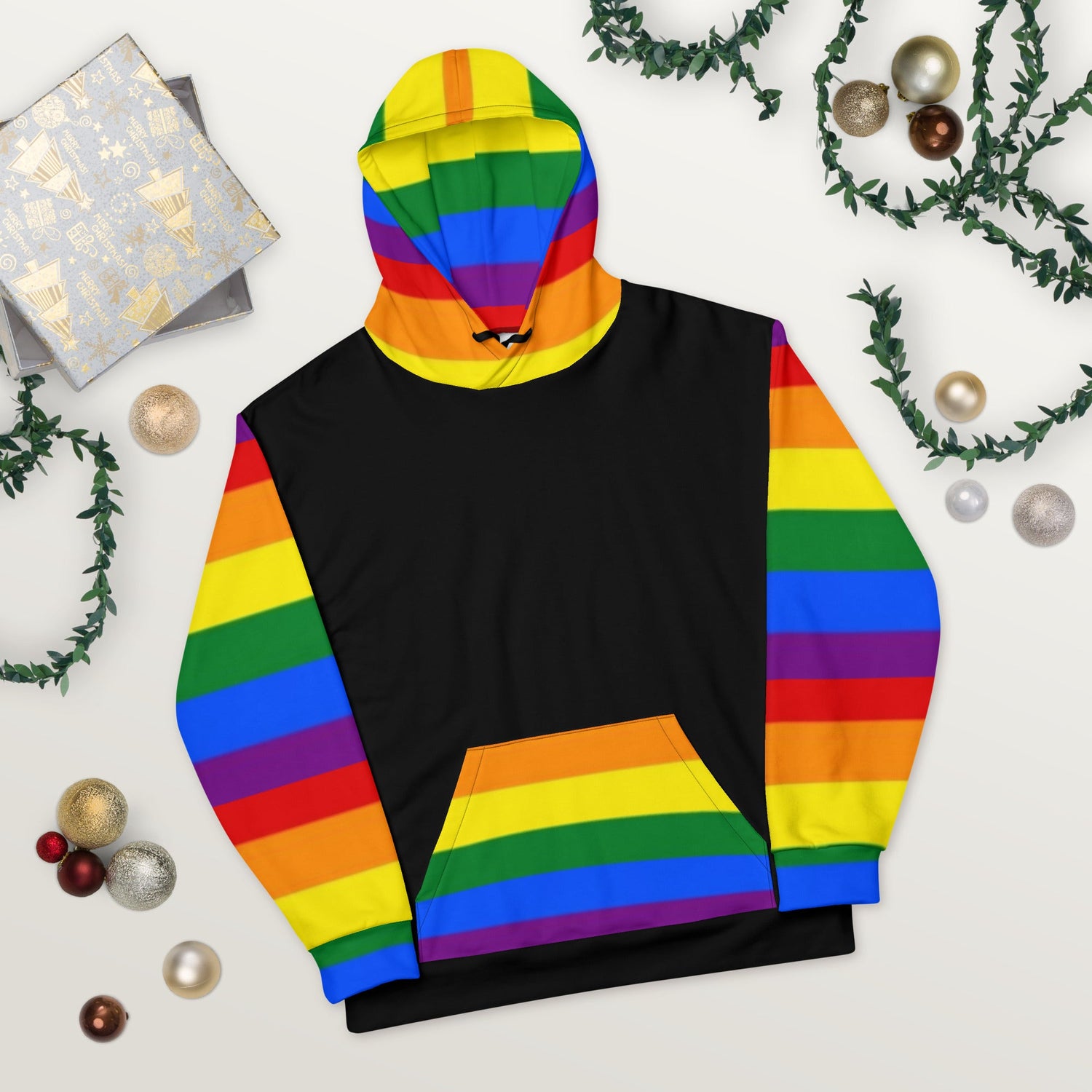 Rainbow Pride Flag Hoodie – LGBTQIA+ Statement | Colourful, Soft &amp; Eco-Conscious Fit