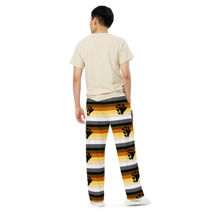 Bear Identity Wide-Leg Trousers – All-Over Flag Print | All-Gender Palazzo Pants