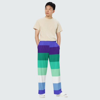 Gay Pride Flag Wide-Leg Pants – Polyester Jersey