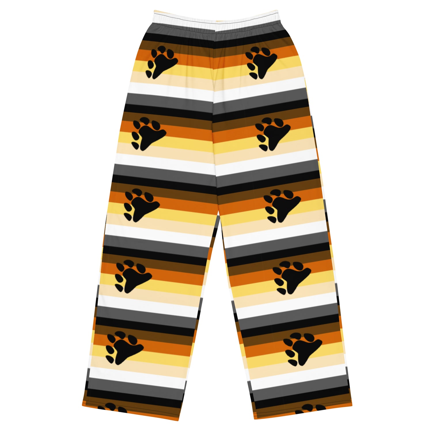Bear Identity Wide-Leg Trousers – All-Over Flag Print | All-Gender Palazzo Pants