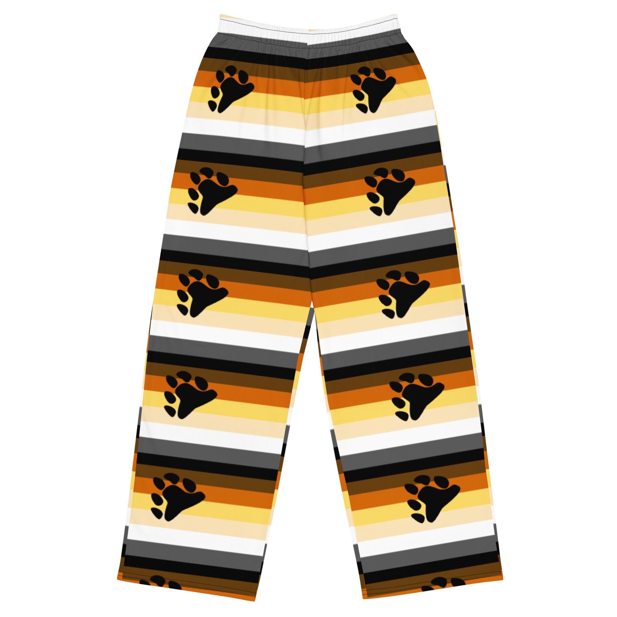 Bear Identity Wide-Leg Trousers – All-Over Flag Print | All-Gender Palazzo Pants