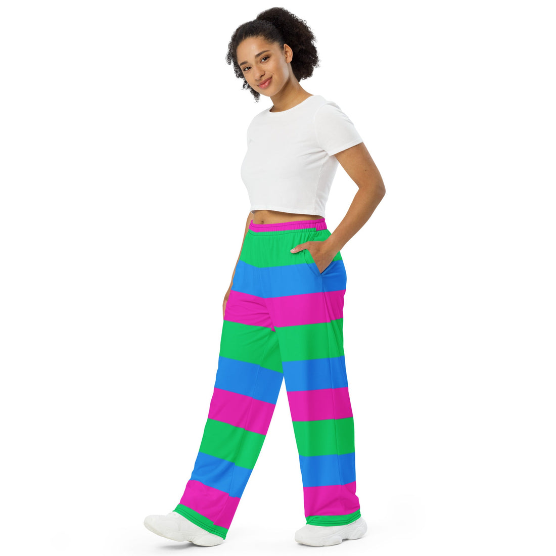 Polysexual Pride Flag Wide-Leg Pants - Colourful, Comfortable &amp; Inclusive