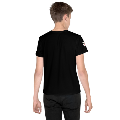 Black Youth Crew Neck T-Shirt – Pink Flower Graphic | 100% Cotton Kids Tee by Voce Lindx