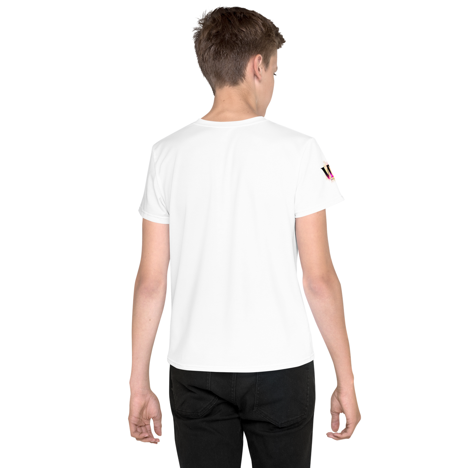 Youth Crew Neck T-Shirt – Rainbow Anchor Print | White Cotton Tee for Kids | Voce Lindx