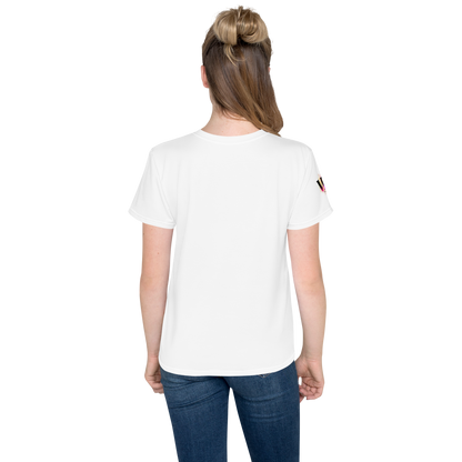 Youth Crew Neck T-Shirt – Rainbow Anchor Print | White Cotton Tee for Kids | Voce Lindx